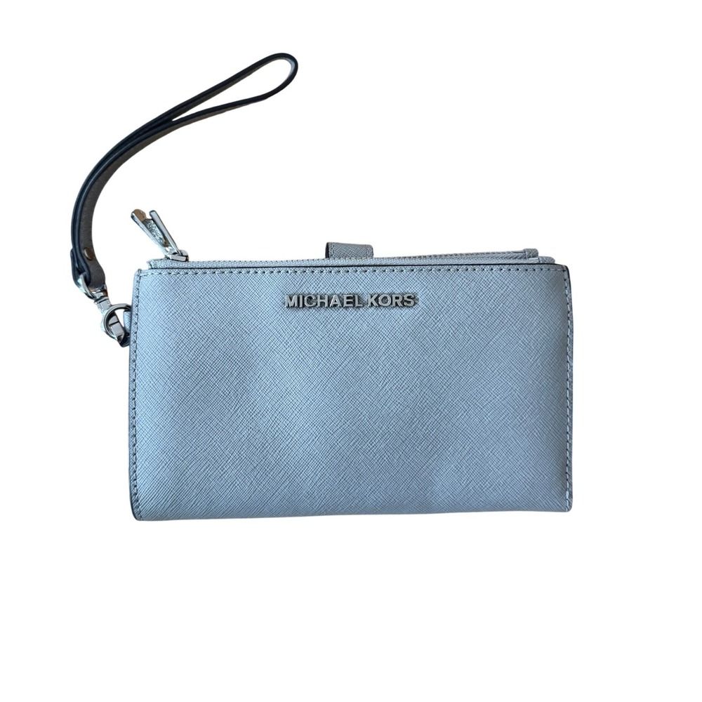 Michael Kors Jet Set Travel Double Zip Wristlet Wallet‎ MK Logo EUC